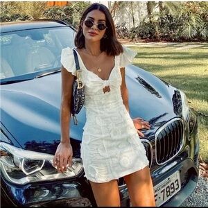 Revolve White Ruffled Tiered Mini Dress